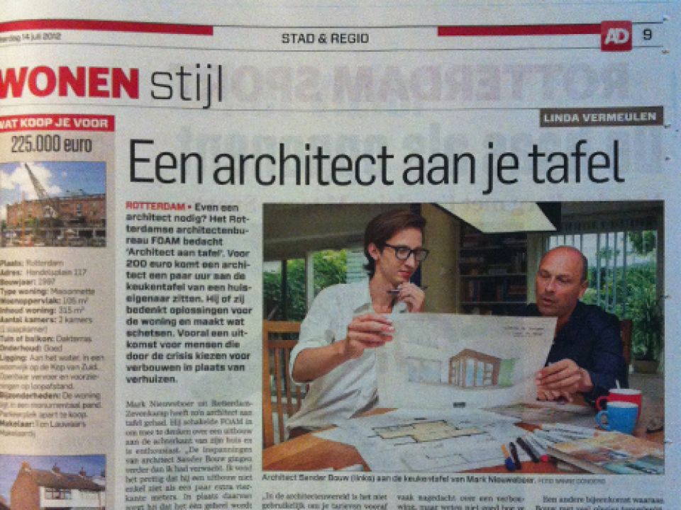 Architect aan tafel in de krant! 
